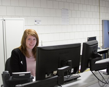 student worker at IT desk