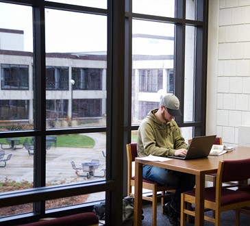 student studying with laptop