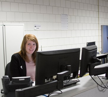 student worker at IT desk