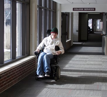wheelchair in hallway