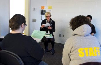 Newspaper staff meeting