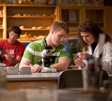 science lab with student and instructor
