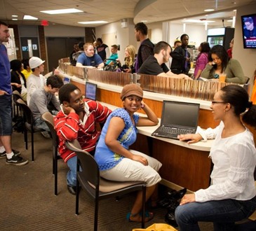 students in student center