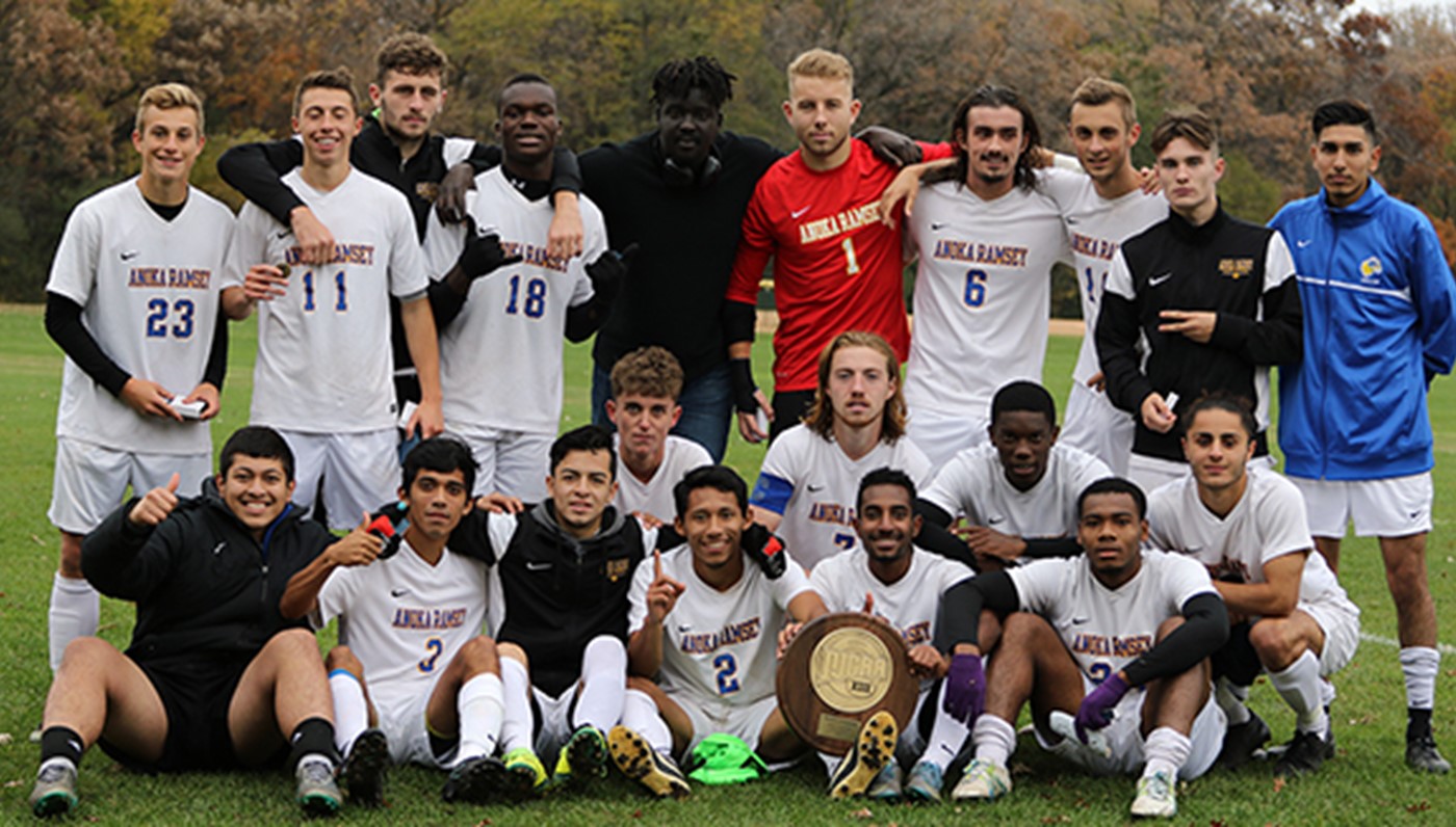 College Men’s Soccer team win the NJCAA Region XIII Championship Anoka Ramsey Community College