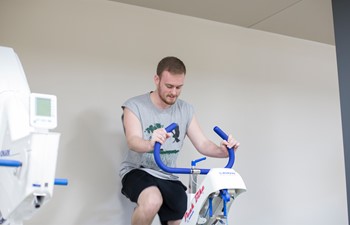Lance Leach on exercise bike
